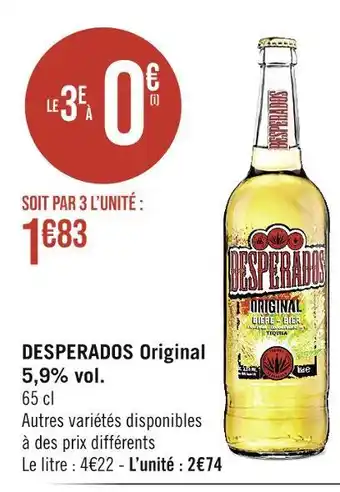 Casino Supermarchés Desperados desperados original 5,9% vol offre