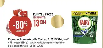 Casino Supermarchés Fairy capsules lave-vaisselle tout en 1 original offre