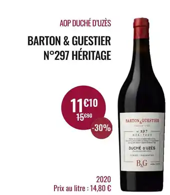 Nicolas Barton & guestier aop duché d’uzès n°297 héritage offre