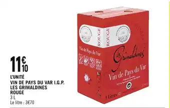 Spar Les grimaldines vin de pays du var i.g.p. rouge offre
