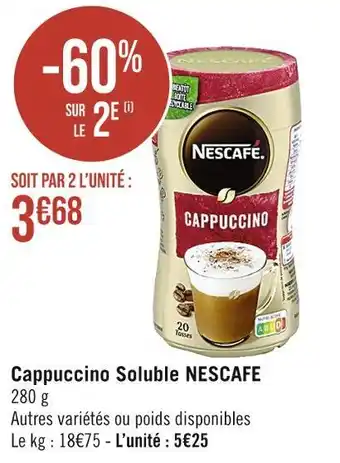 Casino Supermarchés Nescafe cappuccino soluble offre