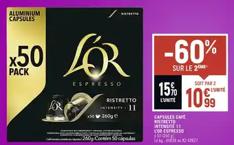 Spar L’or capsules café ristretto intensité 11 espresso offre