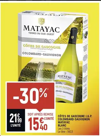 Spar Matayac côtes de gascogne i.g.p. colombard-sauvignon blanc offre