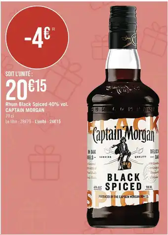 Casino Supermarchés Captain morgan rhum black spiced 40% vol offre
