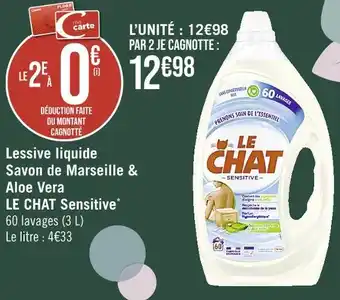 Casino Supermarchés Le chat lessive liquide savon de marseille & aloe vera sensitive offre