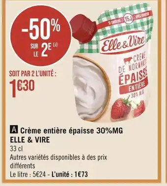 Elle & vire crème entière épaisse 30%mg