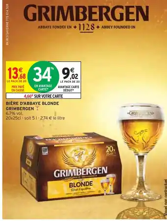 Intermarché Grimbergen bière d'abbaye blonde offre
