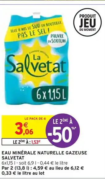 Intermarché Salvetat eau minérale naturelle gazeuse offre