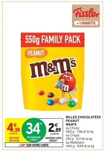 Intermarché M&m's billes chocolatées peanut offre