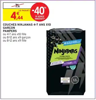 Intermarché Pampers couches ninjamas 4-7 ans x10 garçon offre