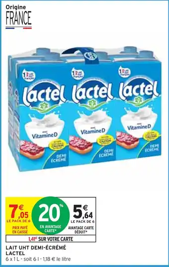 Intermarché Lactel lait uht demi-écrémé offre