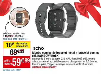 Cora x Carrefour Echo montre connectée bracelet métal + bracelet gomme offre