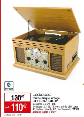 Cora x Carrefour Ledwood tourne disque vintage offre