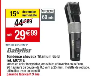 Cora x Carrefour Babyliss tondeuse cheveux titanium gold offre