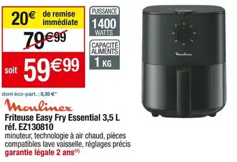 Cora x Carrefour Moulinex friteuse easy fry essential 3,5 l offre