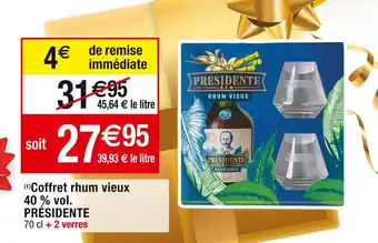 Cora x Carrefour Présidente coffret rhum vieux 40 % vol offre