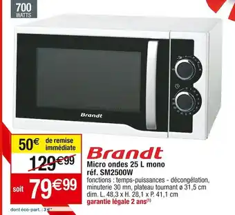 Cora x Carrefour Brandt micro ondes 25 l mono offre