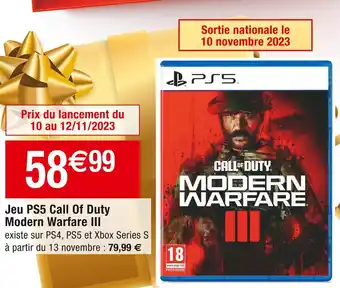 Cora x Carrefour Jeu ps5 call of duty modern warfare iii offre
