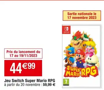 Cora x Carrefour Nintendo jeu switch super mario rpg offre