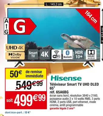 Cora x Carrefour Hisense téléviseur smart tv uhd dled 65ll offre