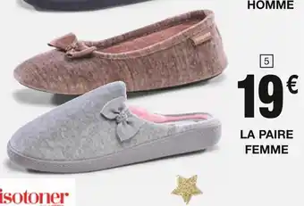 Cora x Carrefour Isotoner ballerine ou mule femme ou homme offre