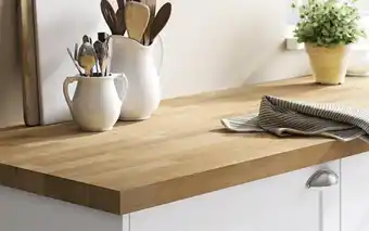 Brico Dépôt Goodhome plan de travail hinita hêtre massif l.260 x p.62 x ép. 4 cm offre