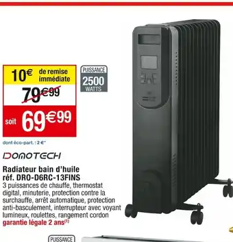 Cora x Carrefour Radiateur bain d'huile réf. DRO-D6RC-13FINS offre