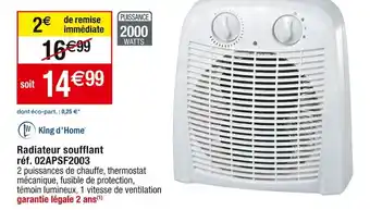 Cora x Carrefour Radiateur soufflant réf. 02APSF2003 offre