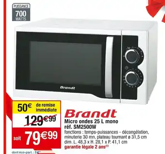 Cora x Carrefour Micro ondes 25 L mono offre