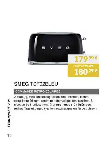 Copra Commande Rétro-éclairée Smeg offre