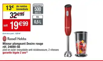 Cora x Carrefour Mixeur plongeant Desire rouge réf. 24690-56 offre