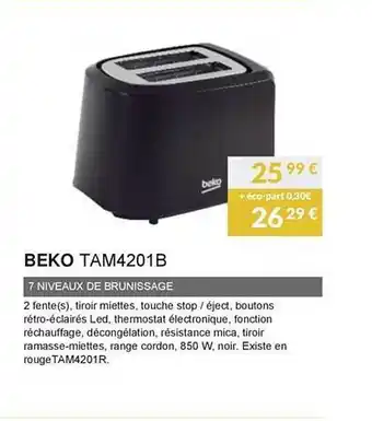 Copra 7 Niveaux De Brunissage Beko offre
