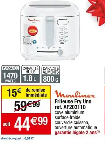 Cora x Carrefour Friteuse Fry Uno réf. AF203110 offre