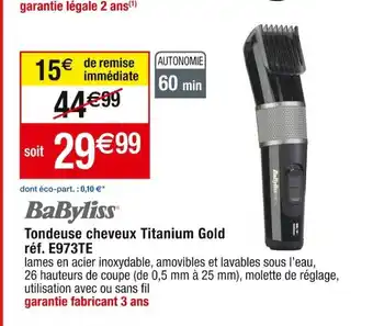Cora x Carrefour Tondeuse cheveux Tita réf. E973TE nium Gold offre