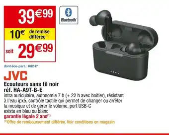 Cora x Carrefour Ecouteurs sans fil noir réf. HA-A9T-B-E offre
