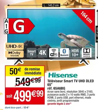 Cora x Carrefour Téléviseur Smart TV UHD DLED 65" offre