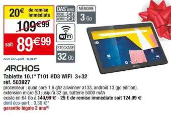 Tablette 10.1" T101 HD3 WIFI 3+32