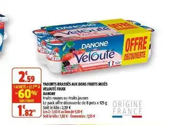 Coccinelle Supermarché Yaourts Brassés Aux Bons Fruits Mixés Velouté Fruitx Danone offre