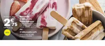 Picard 4 Bâtonnets Fraise-banane Ou 4 Bâtonnets Café offre