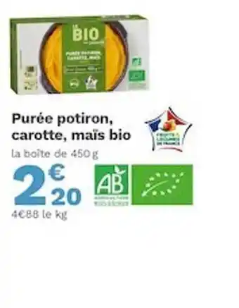 Picard Purée Potiron, Carottes, Maïs Bio offre