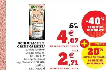 Super U Soin Visage B.b. Crème Garnier offre