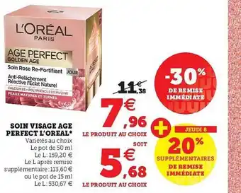 Super U Soin Visage âge Perfect L'oreal offre
