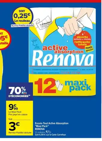 Carrefour Drive Essuie-Tout Active Absorption Maxi Pack RENOVA offre