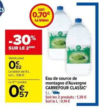 Carrefour Drive Eau de source de montagne d'Auvergne CARREFOUR CLASSIC' offre