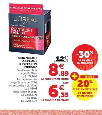 Super U Soin Visage Anti-âge Revitalift L'oréal offre