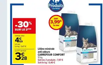 Carrefour Drive Litière minérale anti-odeurs CARREFOUR COMFORT offre