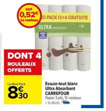 Carrefour Drive Essuie-tout blanc Ultra Absorbant CARREFOUR offre