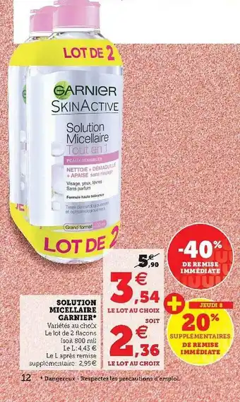 Super U Solution Micellaire Garnier offre