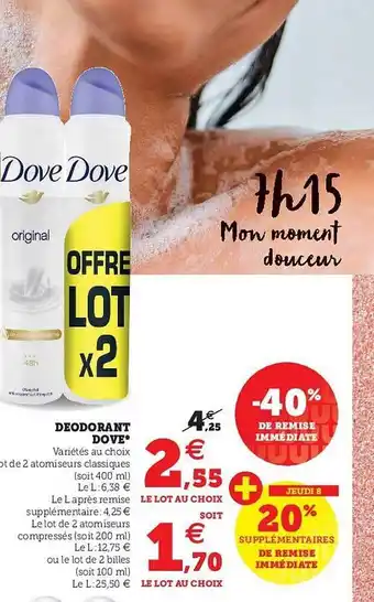 Super U Déodorant Dove offre