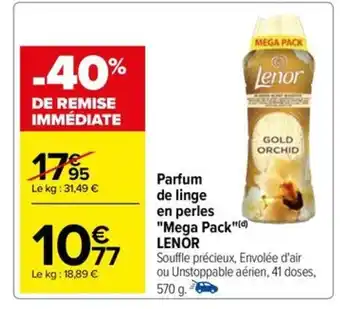 Carrefour Drive Parfum de linge en perles "Mega Pack LENOR offre